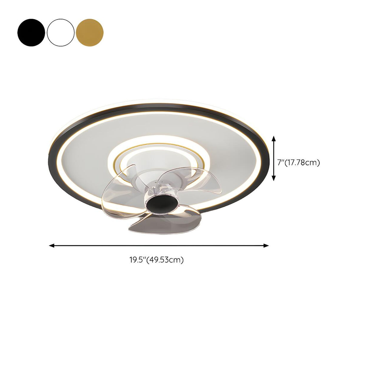 Minimalist Round 3-Blade Flush Ceiling Fan with Light 