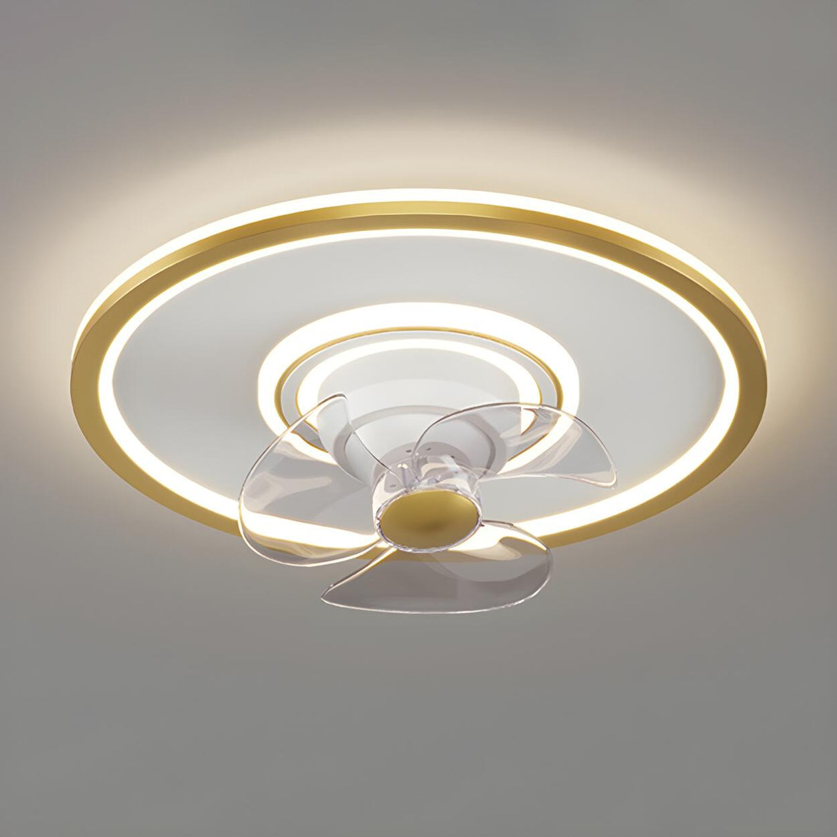 Minimalist Round 3-Blade Flush Ceiling Fan with Light Image - 6