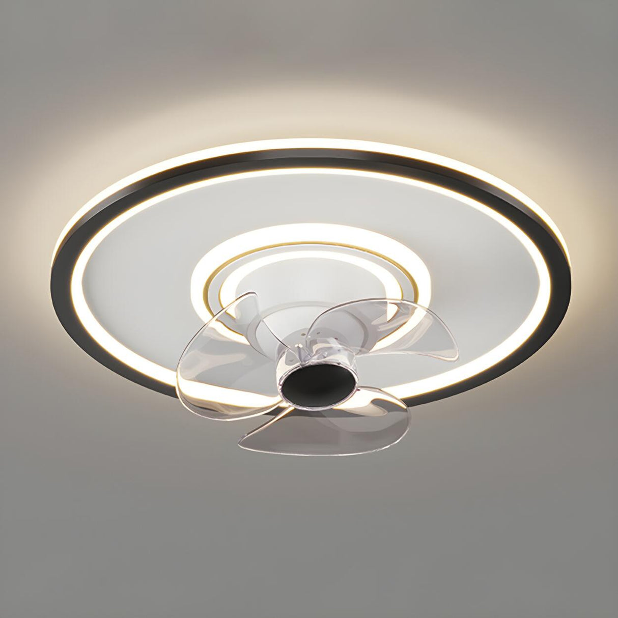 Minimalist Round 3-Blade Flush Ceiling Fan with Light Image - 7