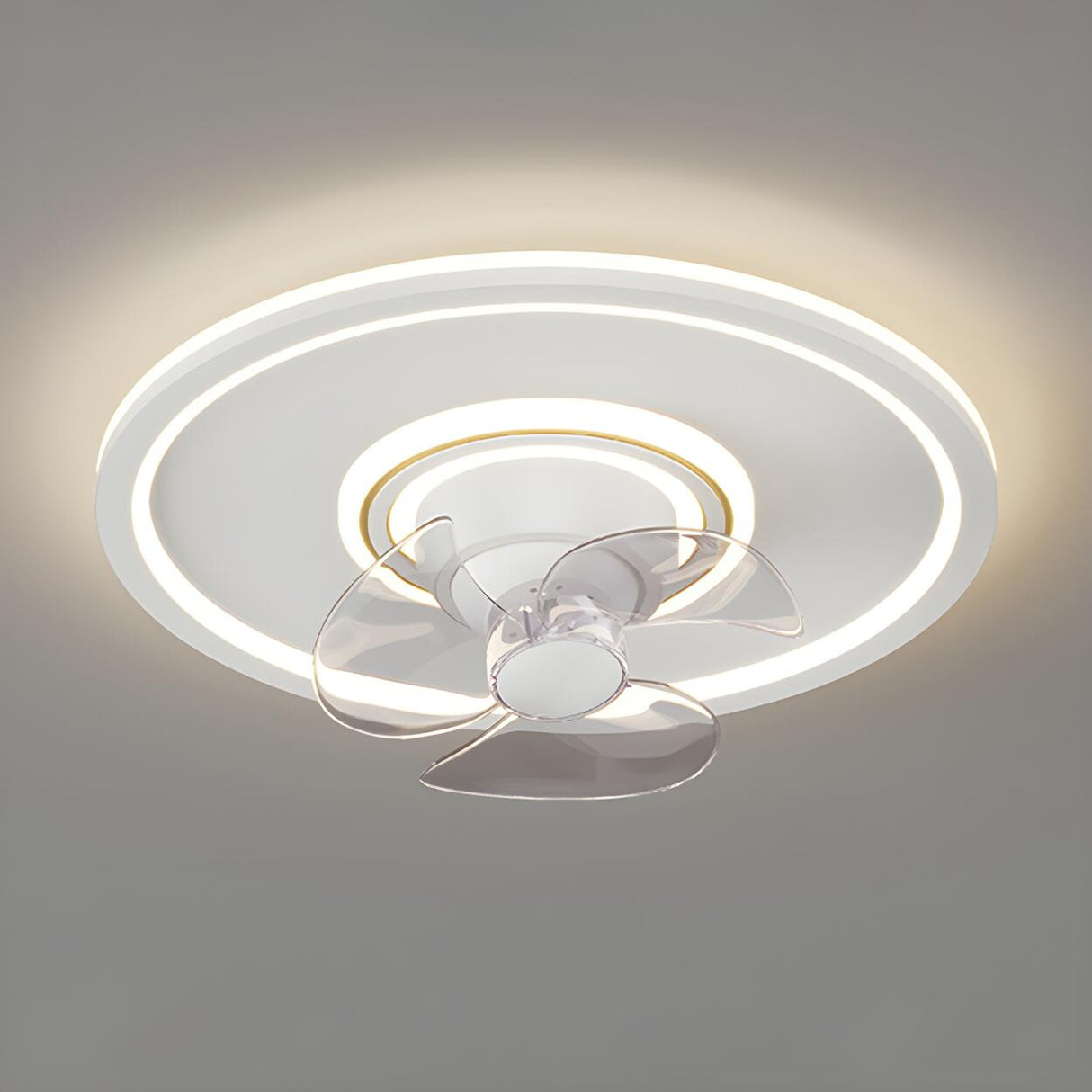 Minimalist Round 3-Blade Flush Ceiling Fan with Light Image - 8