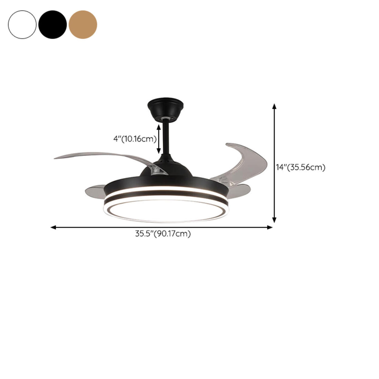 Minimalist Round 4 Blade Modern Ceiling Fan with Light 