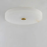 Minimalist Round Alabaster White Flush Mount Ceiling Light Image - 10