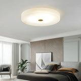 Minimalist Round Alabaster White Flush Mount Ceiling Light Image - 2