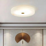 Minimalist Round Alabaster White Flush Mount Ceiling Light Image - 3