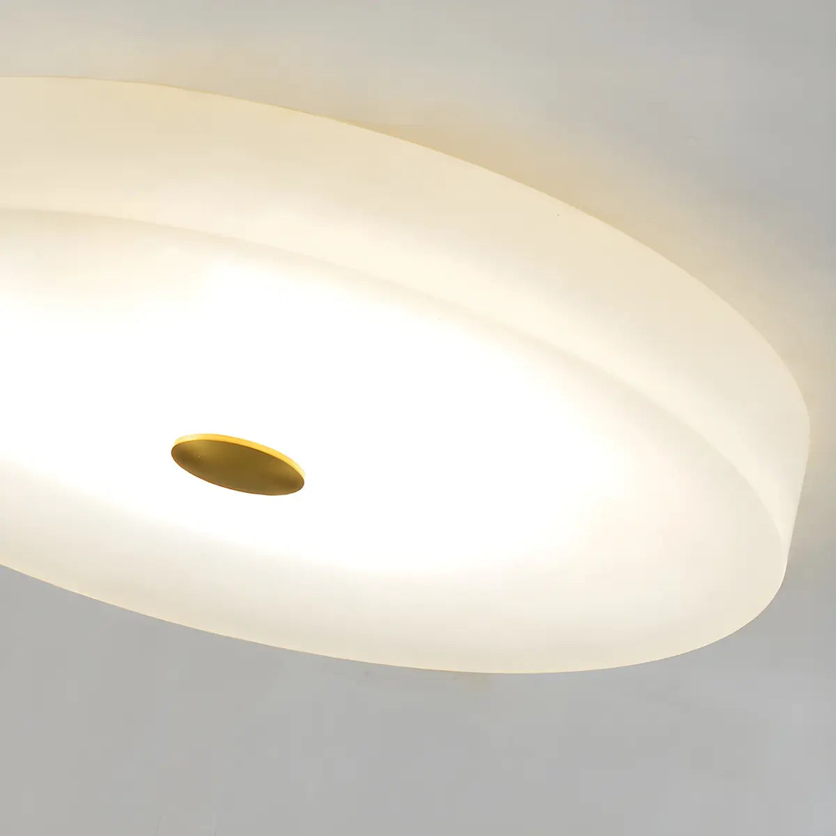 Minimalist Round Alabaster White Flush Mount Ceiling Light Image - 4