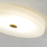 Minimalist Round Alabaster White Flush Mount Ceiling Light Image - 4