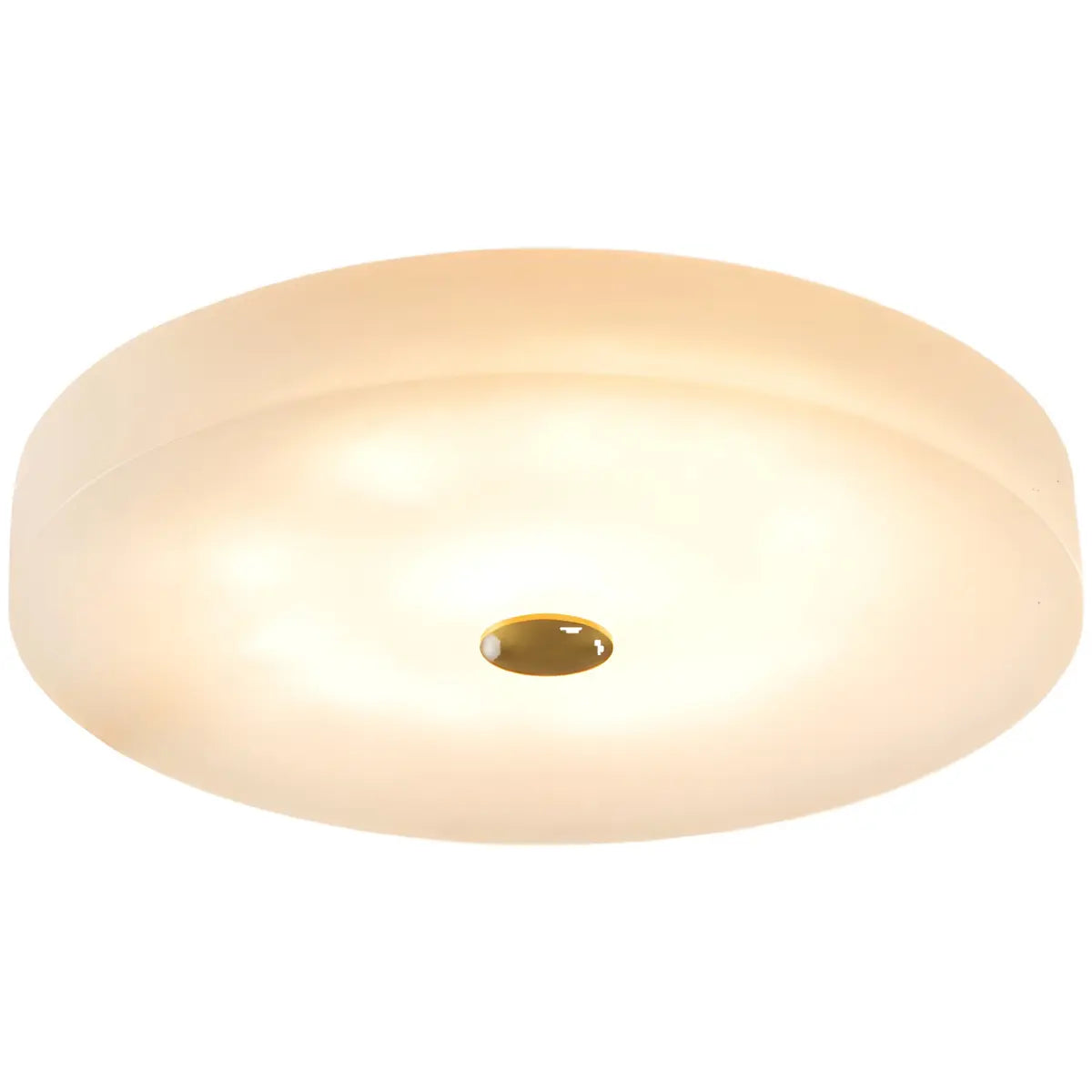 Minimalist Round Alabaster White Flush Mount Ceiling Light Image - 5