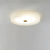 Minimalist Round Alabaster White Flush Mount Ceiling Light Image - 6