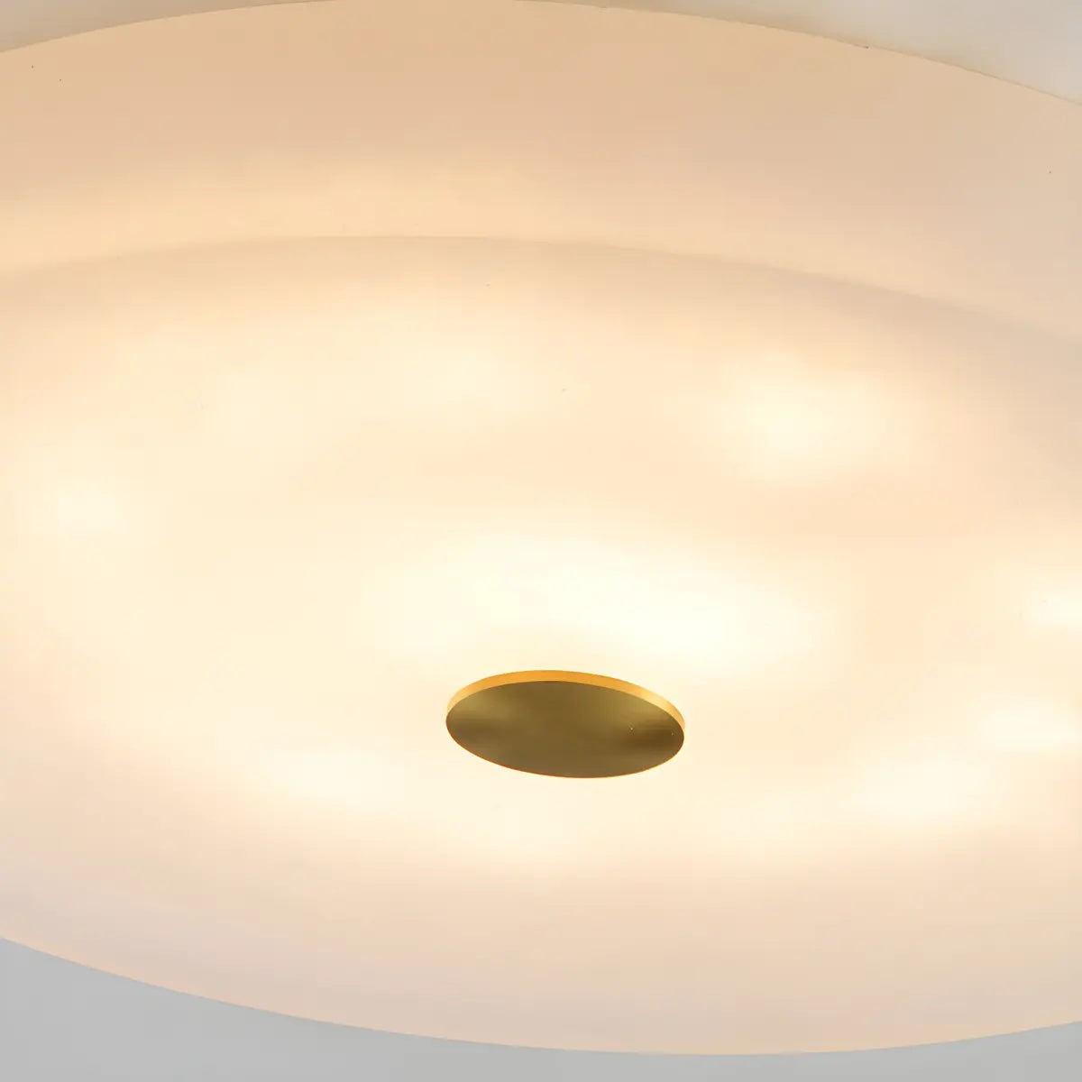 Minimalist Round Alabaster White Flush Mount Ceiling Light Image - 7