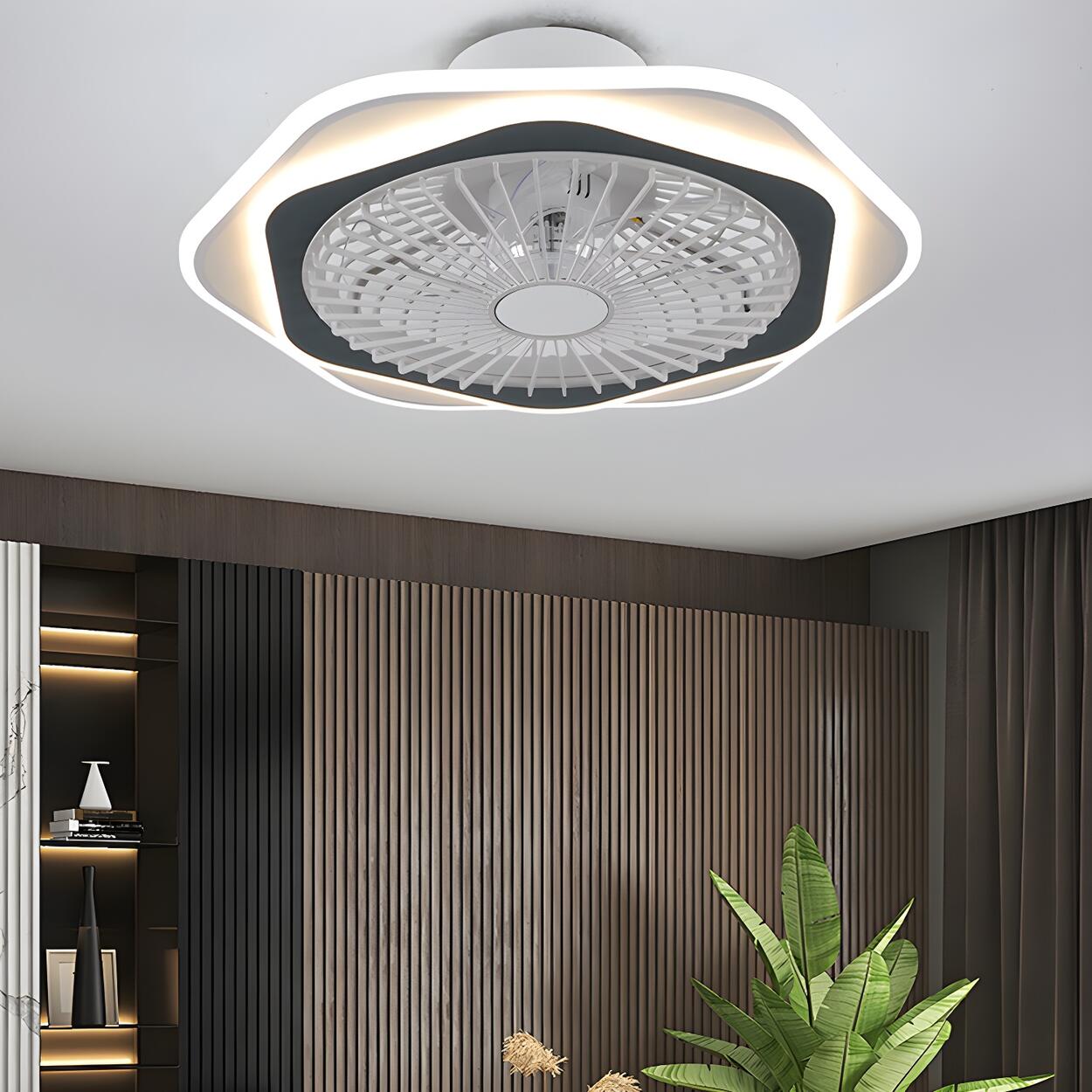 Minimalist Round Bladeless Ceiling Fan with LED Light Image - 1