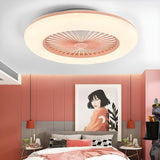 Minimalist Round Flush Bladeless Ceiling Fan with Light Image - 1