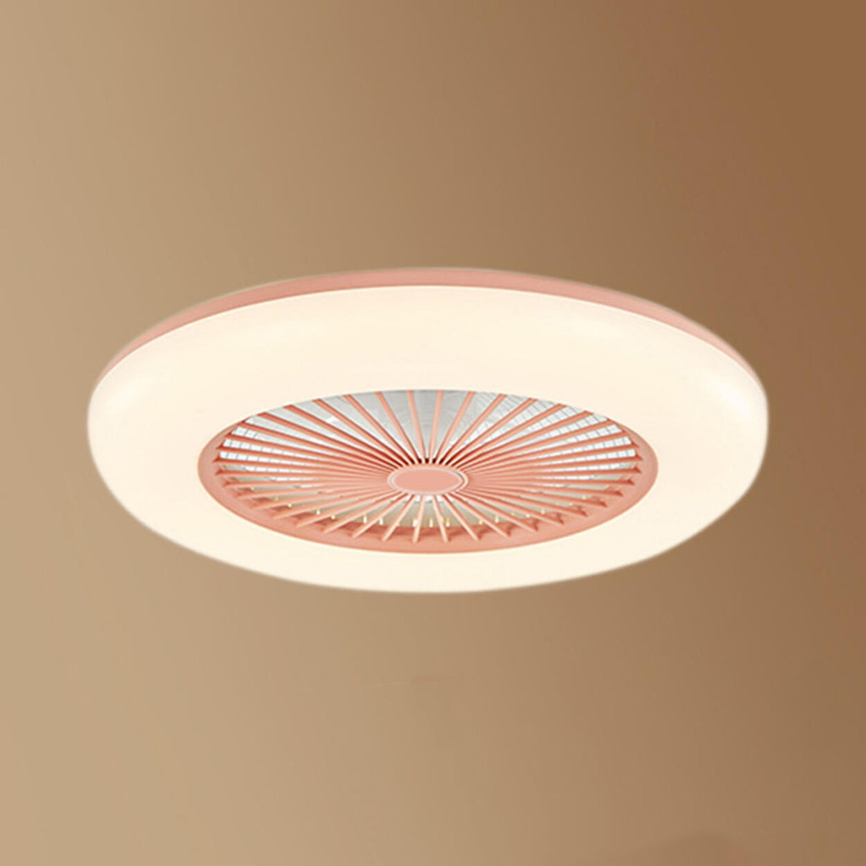 Minimalist Round Flush Bladeless Ceiling Fan with Light Image - 13