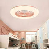 Minimalist Round Flush Bladeless Ceiling Fan with Light Image - 2