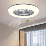 Minimalist Round Flush Bladeless Ceiling Fan with Light Image - 7