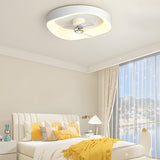 Minimalist Round Flush Modern Ceiling Fan with Light Image - 1