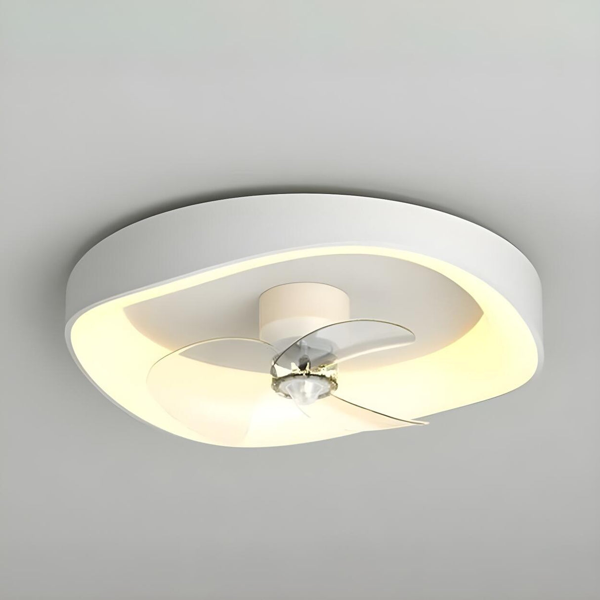 Minimalist Round Flush Modern Ceiling Fan with Light Image - 10