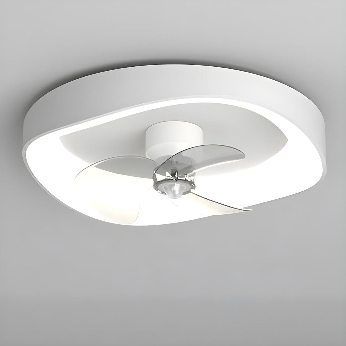 Minimalist Round Flush Modern Ceiling Fan with Light Image - 14