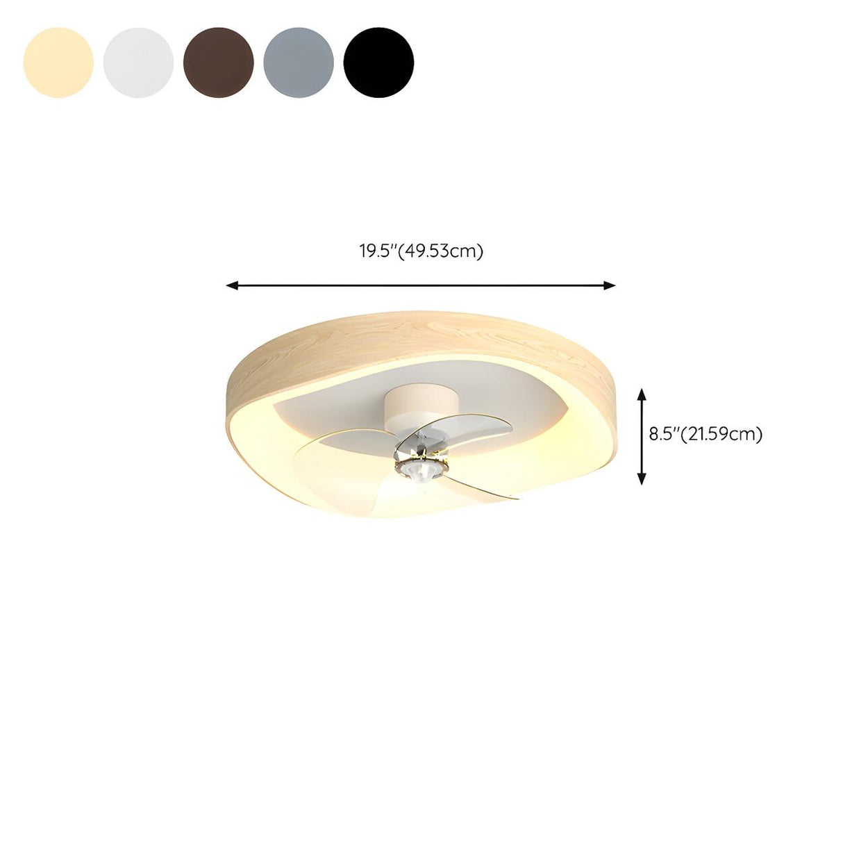 Minimalist Round Flush Modern Ceiling Fan with Light 