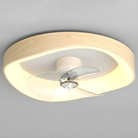 Minimalist Round Flush Modern Ceiling Fan with Light Image - 2