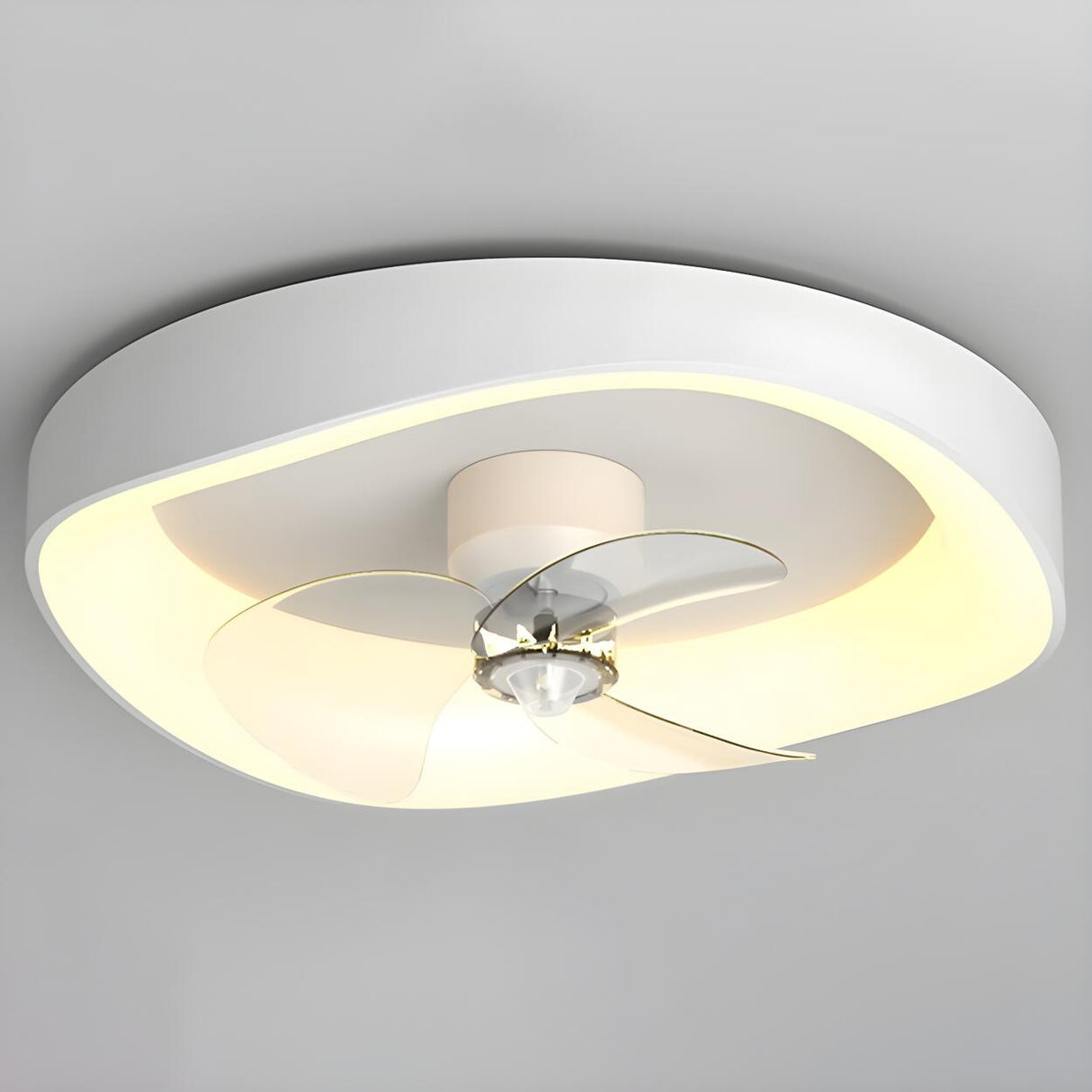 Minimalist Round Flush Modern Ceiling Fan with Light Image - 3