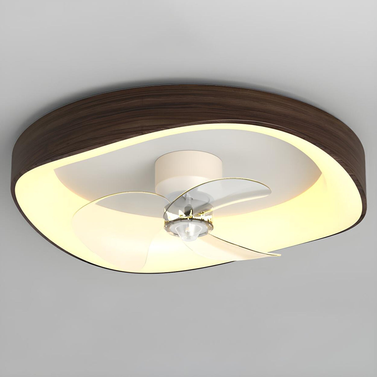 Minimalist Round Flush Modern Ceiling Fan with Light Image - 5