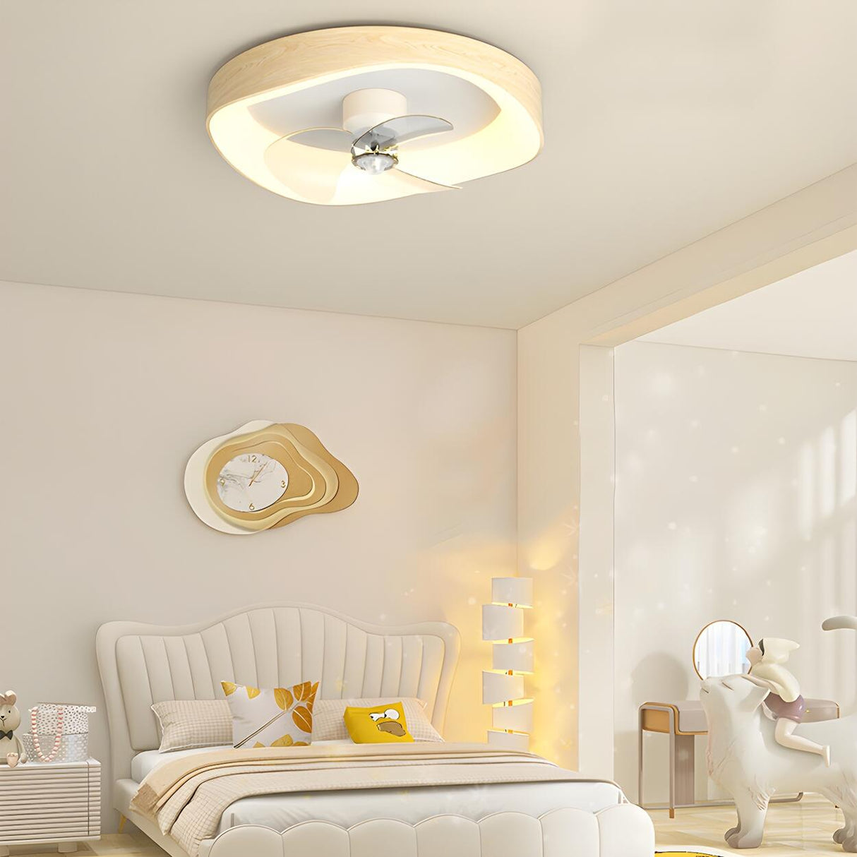 Minimalist Round Flush Modern Ceiling Fan with Light Image - 6