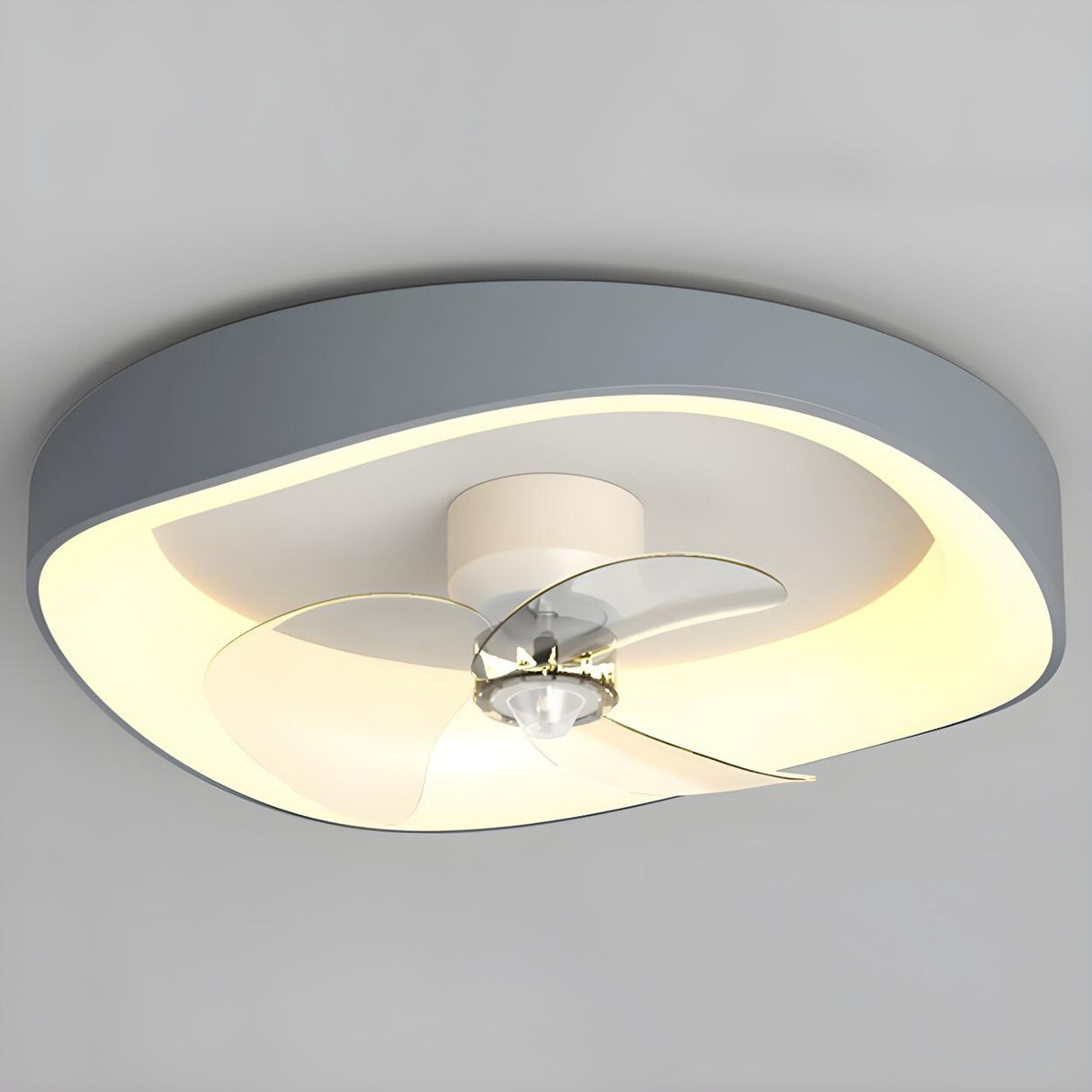 Minimalist Round Flush Modern Ceiling Fan with Light Image - 7