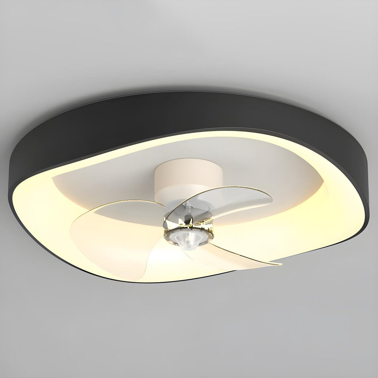 Minimalist Round Flush Modern Ceiling Fan with Light Image - 9