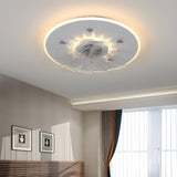 Minimalist Round Flush Mount Ceiling Fan with Light Image - 1