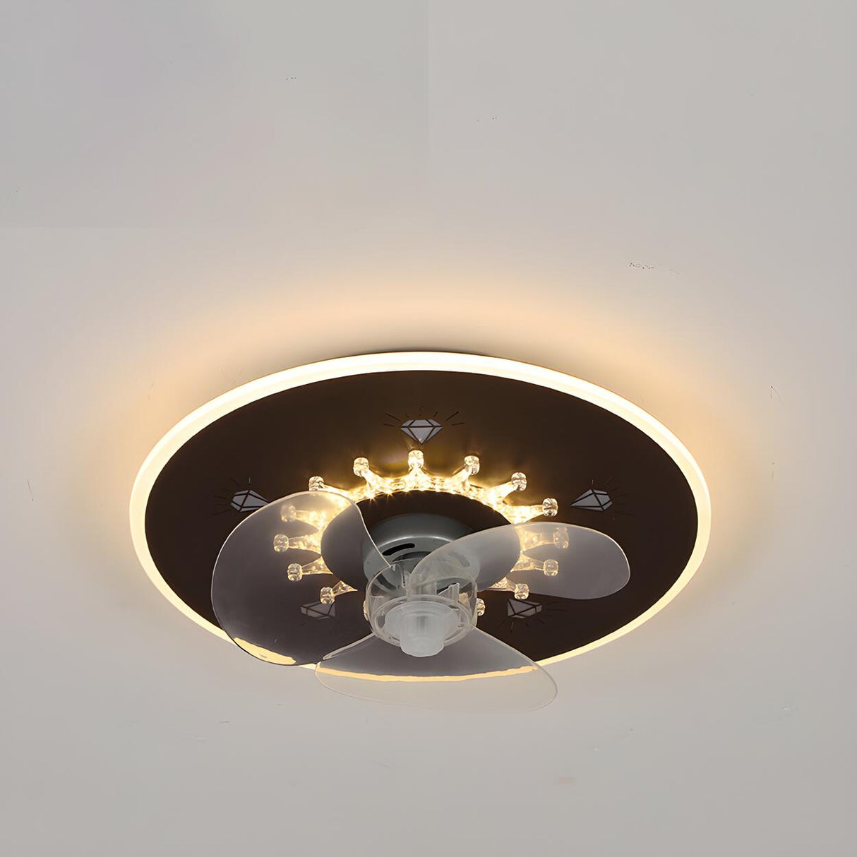 Minimalist Round Flush Mount Ceiling Fan with Light Image - 10