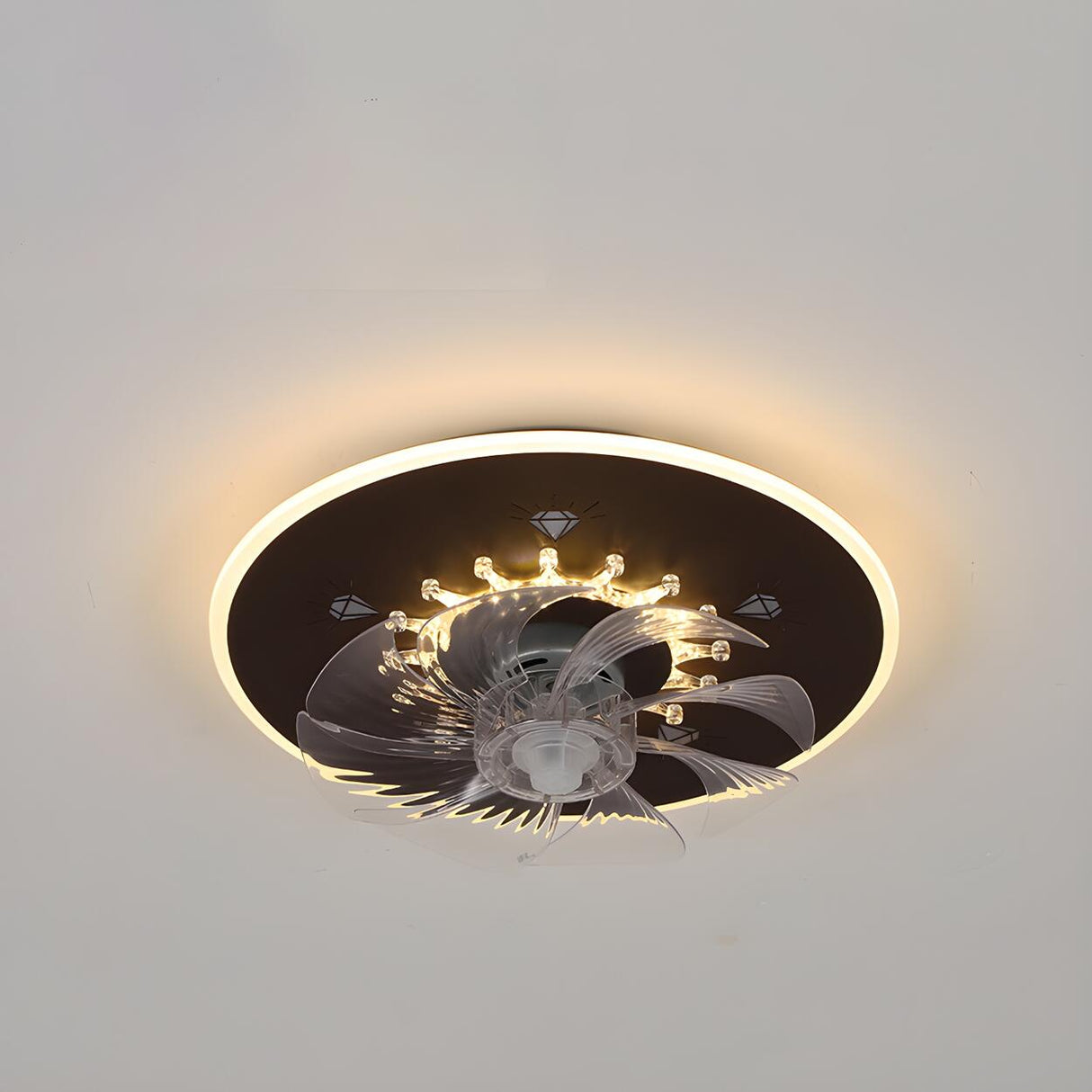 Minimalist Round Flush Mount Ceiling Fan with Light Image - 11