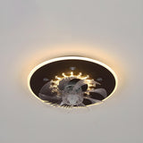 Minimalist Round Flush Mount Ceiling Fan with Light Image - 11