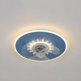 Minimalist Round Flush Mount Ceiling Fan with Light Image - 13