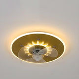 Minimalist Round Flush Mount Ceiling Fan with Light Image - 17