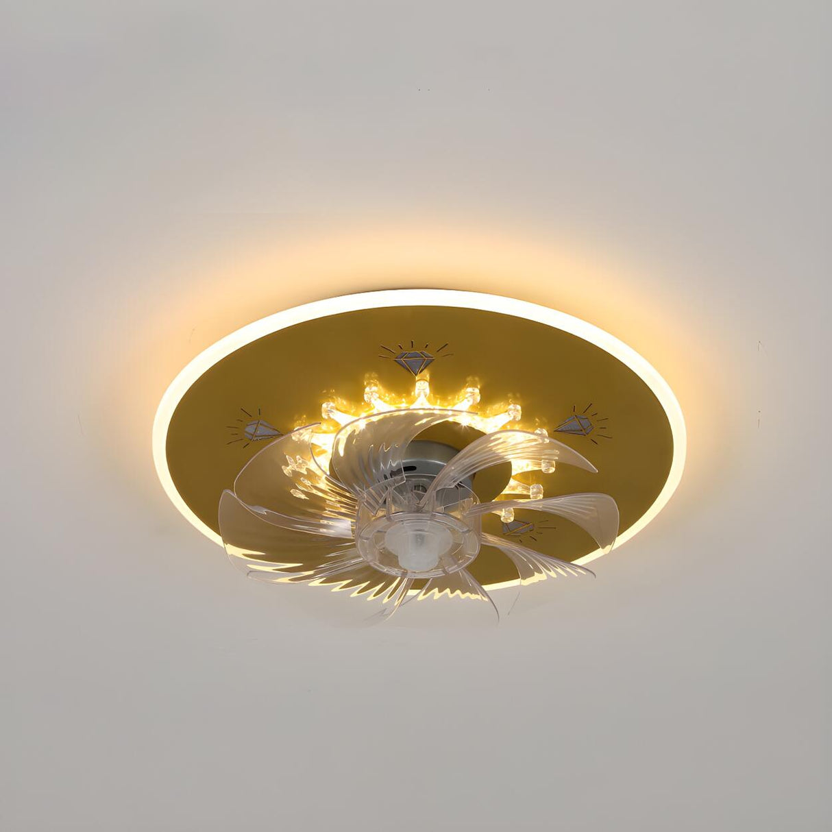 Minimalist Round Flush Mount Ceiling Fan with Light Image - 19