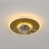 Minimalist Round Flush Mount Ceiling Fan with Light Image - 19