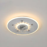 Minimalist Round Flush Mount Ceiling Fan with Light Image - 2