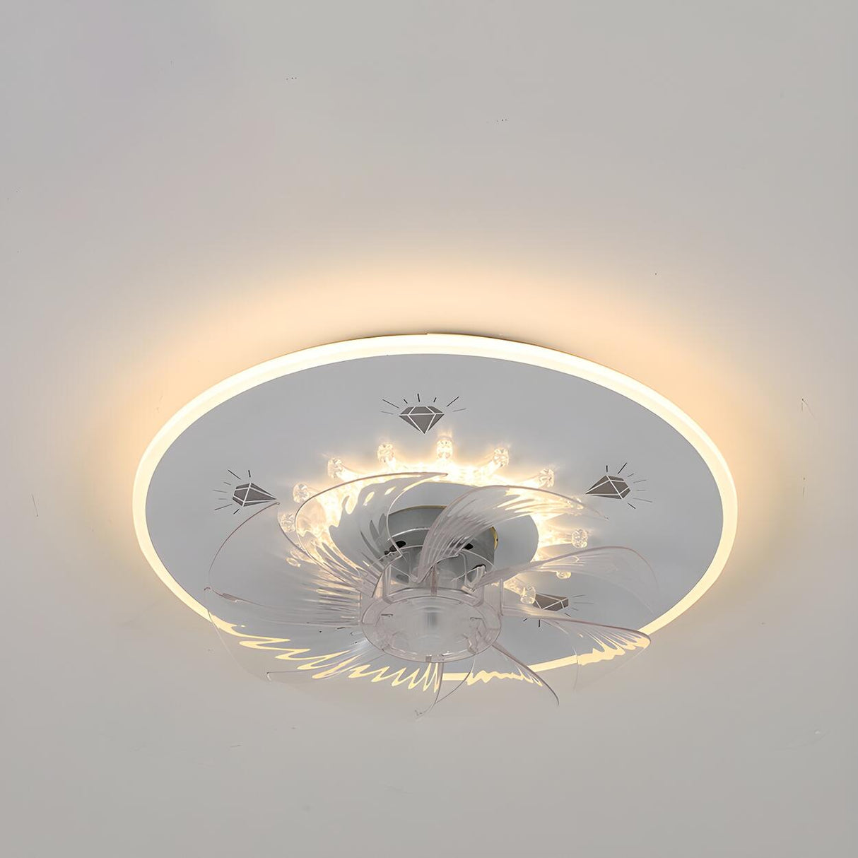 Minimalist Round Flush Mount Ceiling Fan with Light Image - 3