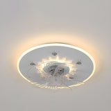 Minimalist Round Flush Mount Ceiling Fan with Light Image - 3