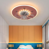 Minimalist Round Flush Mount Ceiling Fan with Light Image - 4