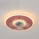 Minimalist Round Flush Mount Ceiling Fan with Light Image - 5