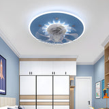 Minimalist Round Flush Mount Ceiling Fan with Light Image - 6