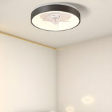 Minimalist Round Flush Remote Ceiling Fan with Light Image - 2