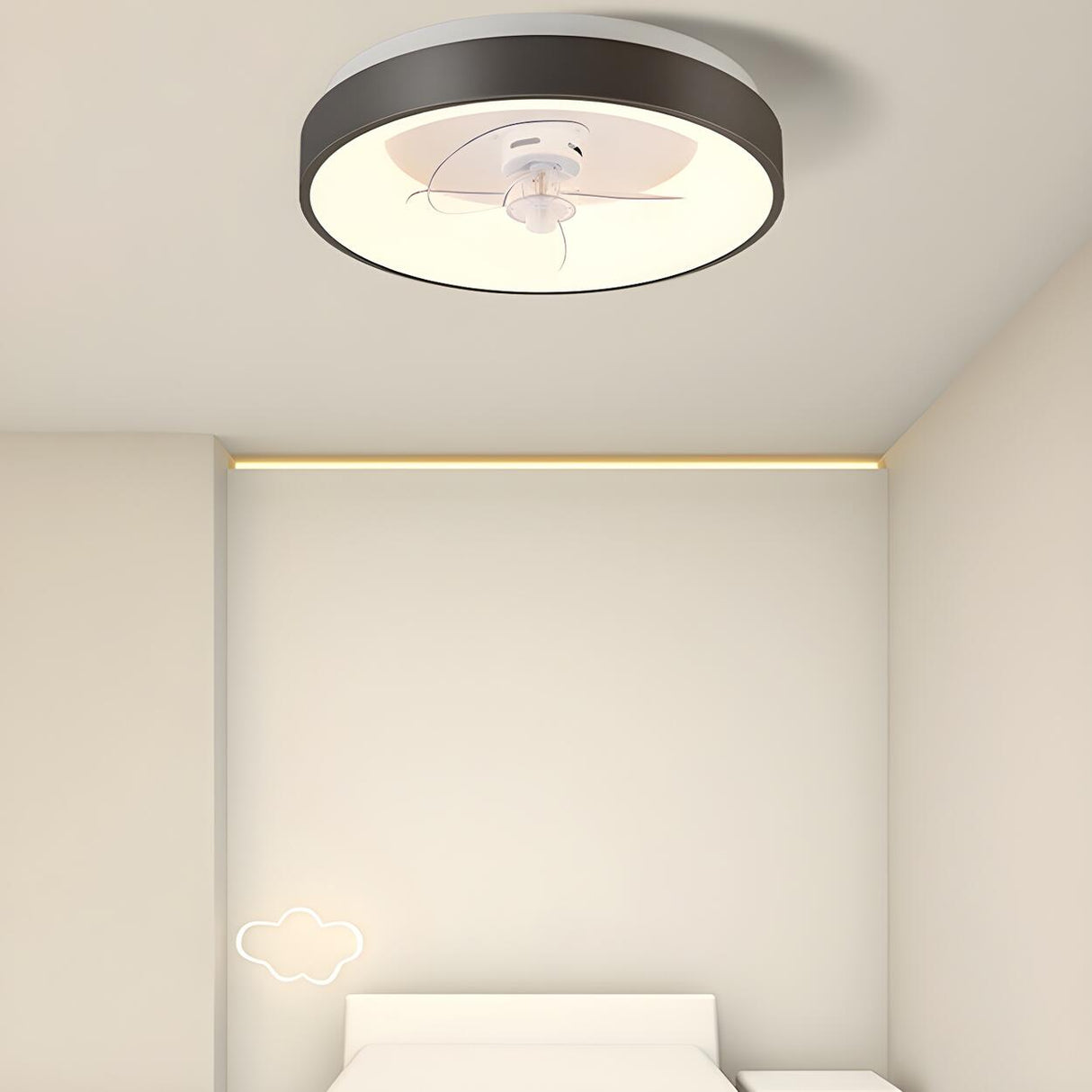 Minimalist Round Flush Remote Ceiling Fan with Light Image - 9