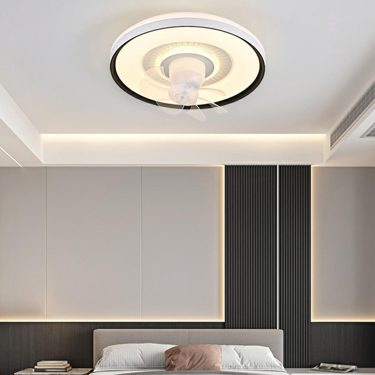 Minimalist Round Modern Ceiling Fan with LED Light Image - 15