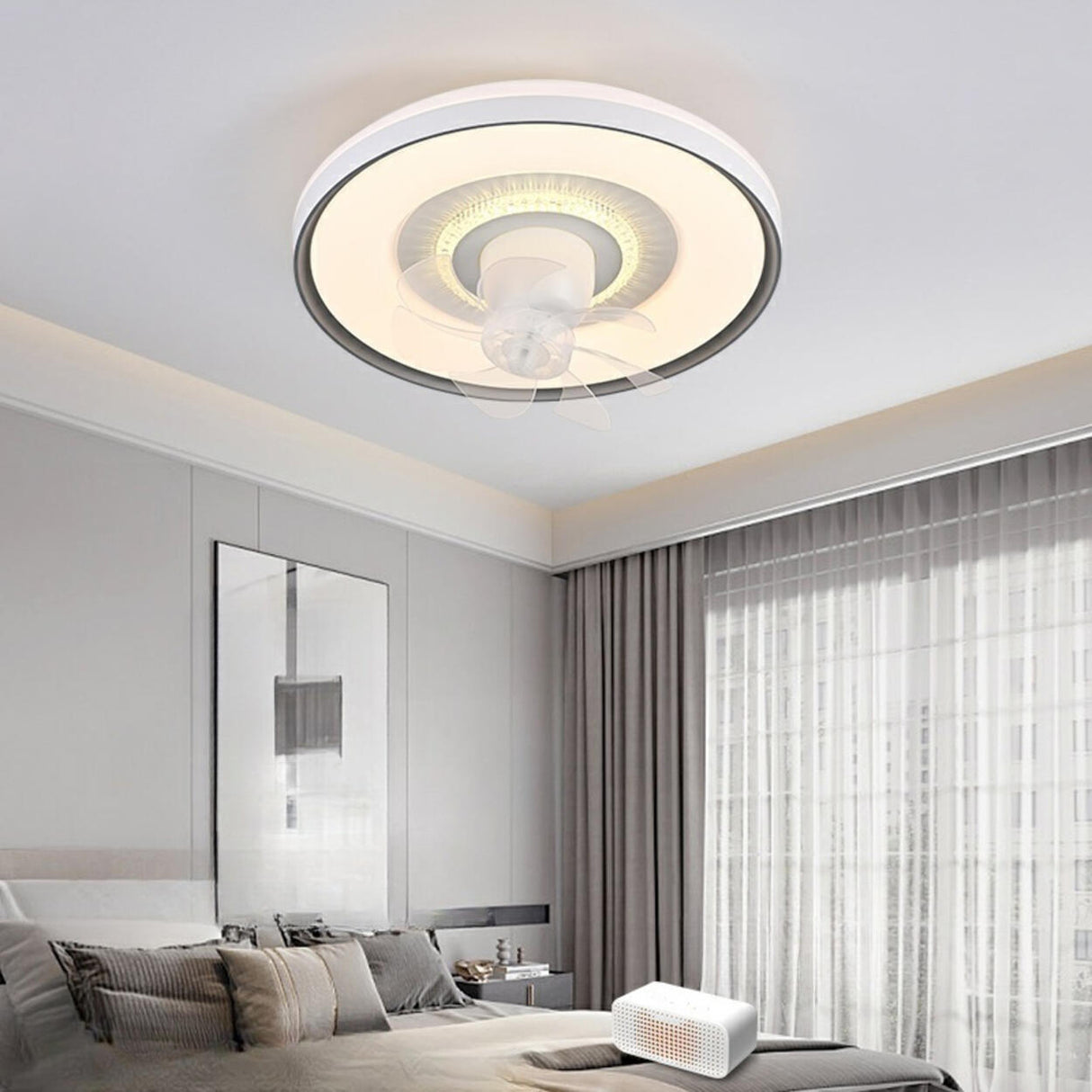 Minimalist Round Modern Ceiling Fan with LED Light Image - 2