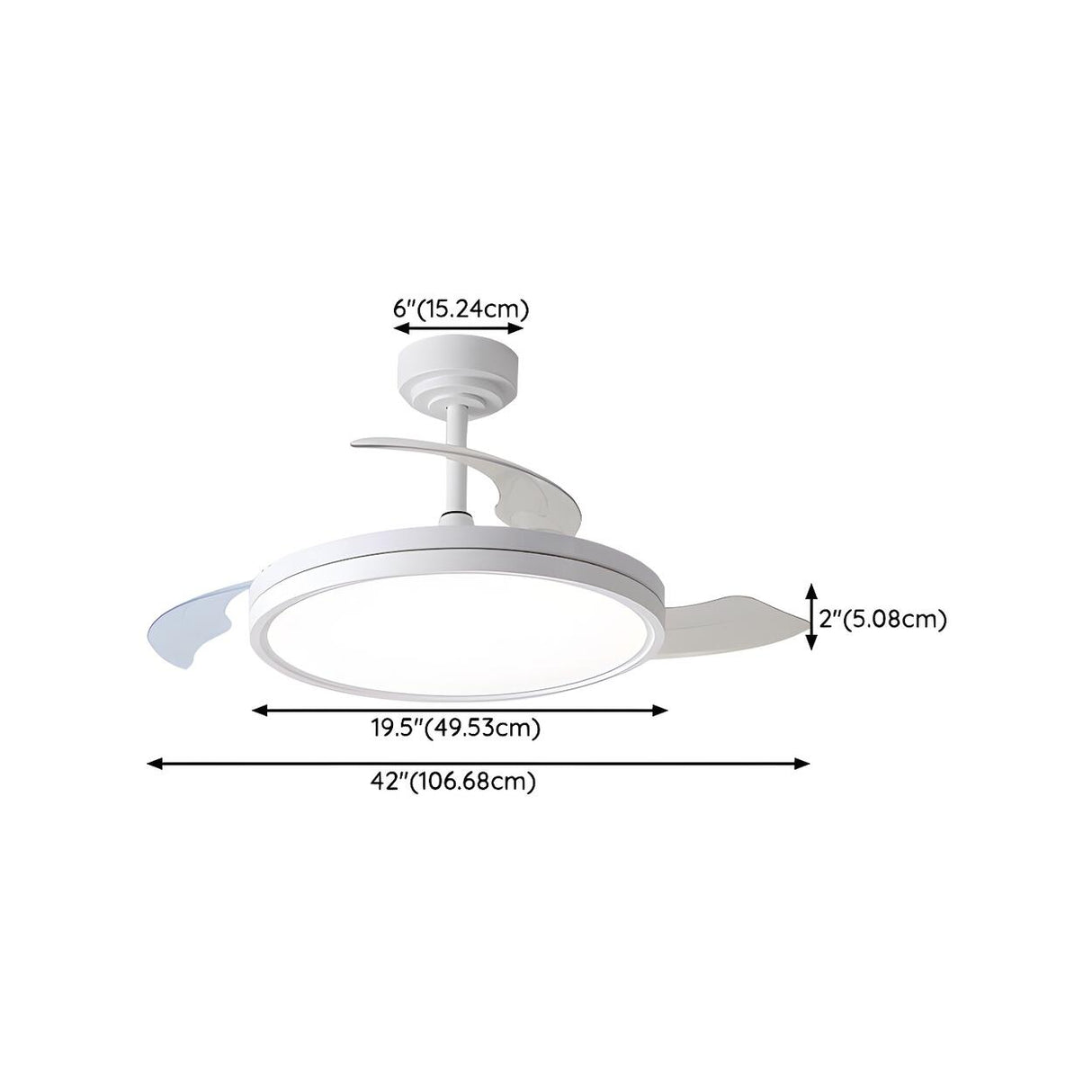 Minimalist Round White 3-Blade Ceiling Fan with Light 