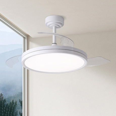 Minimalist Round White 3-Blade Ceiling Fan with Light Image - 2