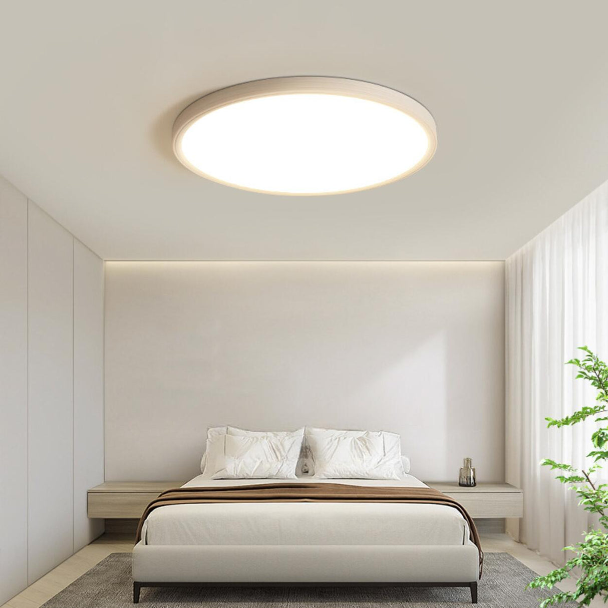 Minimalist Round White LED Flush Mount Light Image - 1