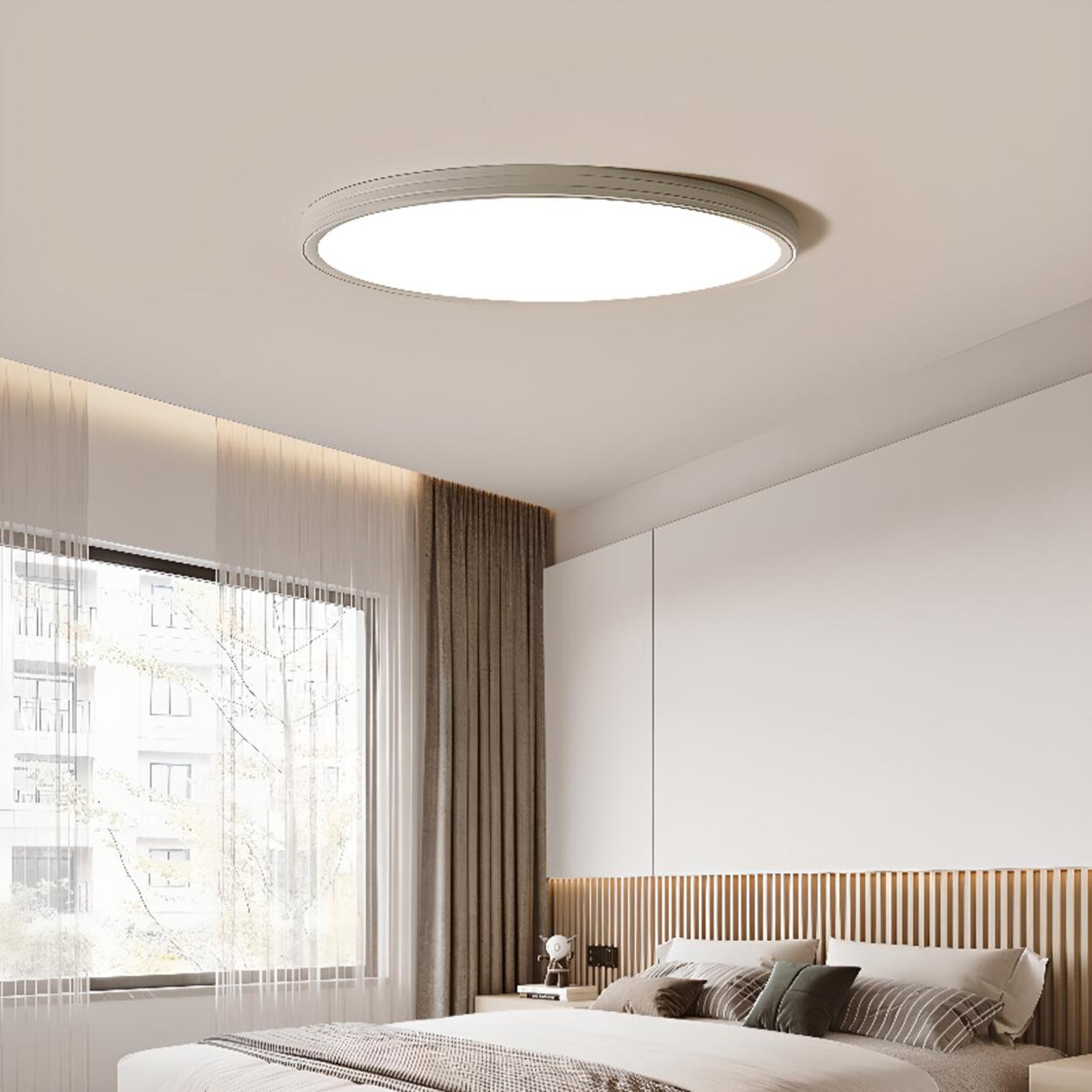 Minimalist Round White LED Flush Mount Light Image - 2